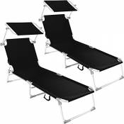 TecTake Lot de 2 chaise longue bain de soleil en aluminium