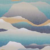 Tissu voile effet paysage - Bleu/Beige/Gris - 1,5 m