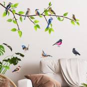 Un lot de Stickers Muraux branche d'arbre oiseaux Autocollant