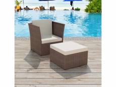 Vidaxl chaise de jardin avec tabouret marron résine tressée 41980