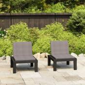 Vidaxl - Chaises de salon de jardin avec coussins 2 pcs Plastique Gris