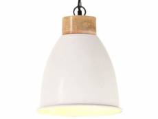 Vidaxl lampe suspendue industrielle blanc fer et bois