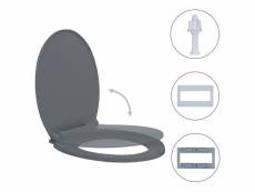 Vidaxl siège de toilette à fermeture en douceur gris ovale 145816