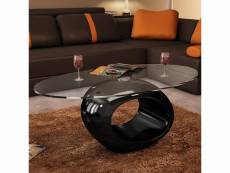 Vidaxl table basse avec dessus de table en verre ovale noir brillant 240319