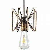 Vintage Industriell Lampe suspension ronde en fer inoxydable