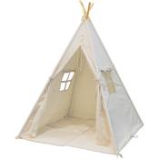 Alba Tente Tipi pour Enfants en Crème Tente de Jeu avec Tapis pour l'intérieur / chambre 120x120 cm - Blanc - Sunny