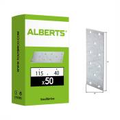 Alberts - 50 platines multi-trous 115 x 40 x 2mm galvanisé