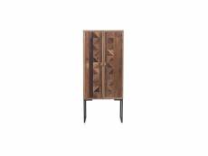 Armoire de salon 2 portes bois recyclé-métal - jesly - l 69 x l 35 x h 160 cm - neuf