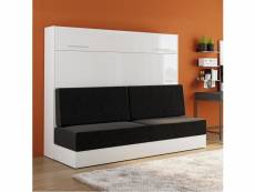 Armoire lit escamotable vertigo sofa façade blanc brillant canapé anthracite couchage 160*200 cm 20100991041