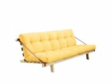 Banquette futon jump en pin massif coloris jaune couchage