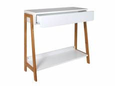 Bopha - console blanche et bois avec tiroir