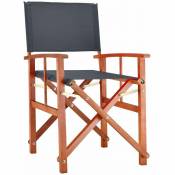 Casaria - Chaise de jardin Cannes Bois d'eucalyptus certifié fsc® Pliable Chaise de régie pliante en bois Jardin Chaise de metteur en scène Anthracite