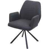 Chaise de salle à manger HWC-H71, pivotante à position automatique tissu/textile acier - gris foncé