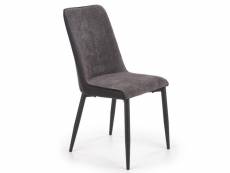 Chaise en tissu et éco-cuir gris foncé avec pieds en métal noir zoom 99