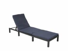 Chaise longue hwc-a51, polyrotin, bain de soleil, transat de jardin ~ basic anthracite, coussin gris