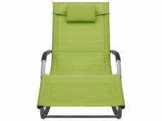 Chaise longue textilène vert et gris