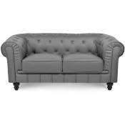 Chesterfield - Canapé chesterfield 2 places gris -