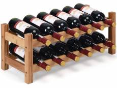 Costway casier à vin avec 12 bouteilles, étagère à vin en bambou,armoire de rangement pour à vin 12 bouteilles avec 2 niveaux