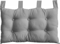 Coussin tête de lit en coton et pattes boutonnées - Gris - 70 x 45 cm