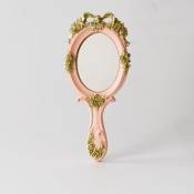 Csparkv - Miroir à main vintage - Miroir de maquillage - Or rose - Miroir compact de voyage - Cadeau pour maman, épouse, petite amie