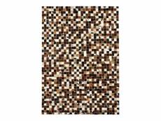 Cuir - tapis en cuirs recyclés motif mosaïque marron multi 160x230