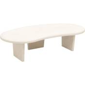 Decowood - Table basse en microciment aux formes organiques avec trois pieds de teinte blanc cassé de 120cm - white