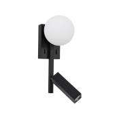 Digby Liseuse Sandy Black Metal, Aluminium White Opal Glass Switched led G9 1x3W 200Lm 3200K - Merano