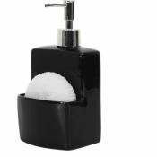 Distibuteur de savon en grès avec porte-éponge intégré - Noir