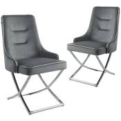 Emmy - Lot de 2 chaises en velours gris piètement argenté