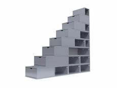 Escalier cube de rangement hauteur 200 cm gris aluminium