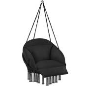 Fauteuil suspendu avec un coussin d’assise épais noir