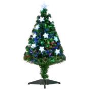 Homcom Sapin de Noël sapin artificiel lumineux fibre optique LED multicolore + support pied Ø 45 x 90H cm 90 branches étoile sommet brillante vert