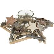 Homemaison - Photophore étoile en bois Beige 20x8