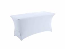 Housse élastique stretch blanc pour table pliante hpde 180x75x74cm