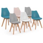 Idmarket - Lot de 6 chaises scandinaves sara - Mix color pastel - Rose - Blanc - Gris clair x2 - Bleu x2 - Multicolore - Multicolore