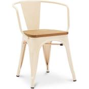 Industrial Style - Chaise de salle à manger avec accoudoirs - Design industriel - Bois et acier - Nouvelle édition - Stylix Crème - Bois, Acier