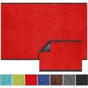 Karat - Tapis de Porte Paillasson d'entrée Monochrom Rouge 120 x 250 cm - Rouge