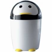 Kiamami Valentina - poubelle de salle de bains en résine, 7,5 litres, pingouin noir/blanc