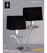 Lampe de Table Akira 2 Ampoules E14, chrome poli avec Abat jour noirs