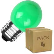 Ledkia - Pack 4 Ampoules led E27 3W 300 lm G45 Verte