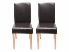 Lot de 2 chaises de salle à manger synthétique marron pieds clairs cds04040