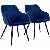 Lot de 2 chaises en velours bertille bleues - blue