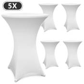 Lot de 5 housses blanches pour table haute pliante 105 CM,Blanc,Ø 60-65 cm - Swanew