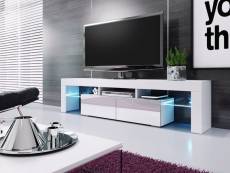 Meuble banc tv blanc laque - 1m90 - leds fournies