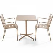Oviala - Ensemble table de jardin bistrot et 2 fauteuils
