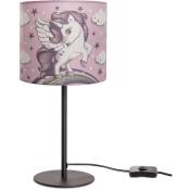 Paco Home - Lampe d'enfant lampe de table Chambre d'enfant, Lampe Licorne pour fille E14 Noir, Rose (Ø18 cm)
