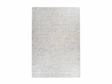 Paris prix - tapis en cuir fait main "finish" blanc & argent 120 x 170 cm