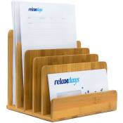 Relaxdays - Organiseur bureau en bambou, 5 compartiments, flyers, h x l x p : 23 x 24,5 x 20,5 cm, couleur naturelle
