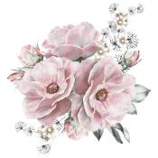 Shining House - Stickers muraux Vintage fleurs, stickers muraux décoratifs pivoines, 44 42cm - pink