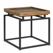 Table basse carrée en bois recyclé et métal